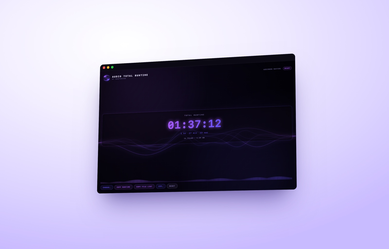 Audio Total Runtime showing the total running time of a folder of audio files
